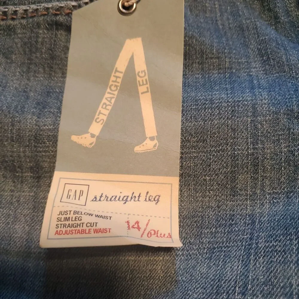 New Gap Girls Size 14 Plus Distressed Straight Slight Flare Jeans Flap Pockets